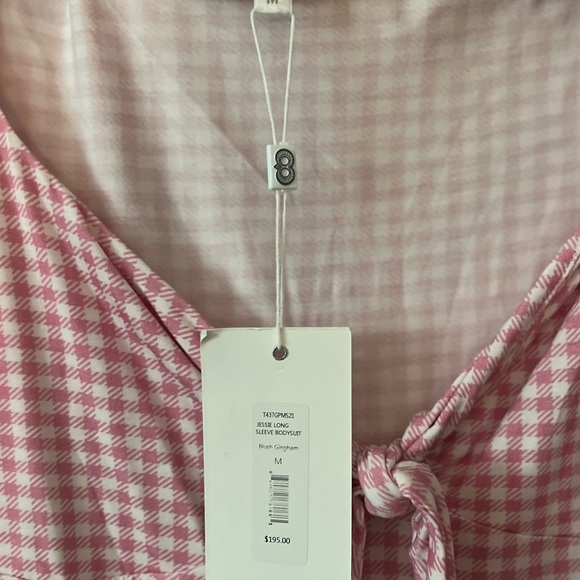 NWT CAROLINE CONSTAS Jessie checked stretch-jersey bodysuit - Picture 6 of 6